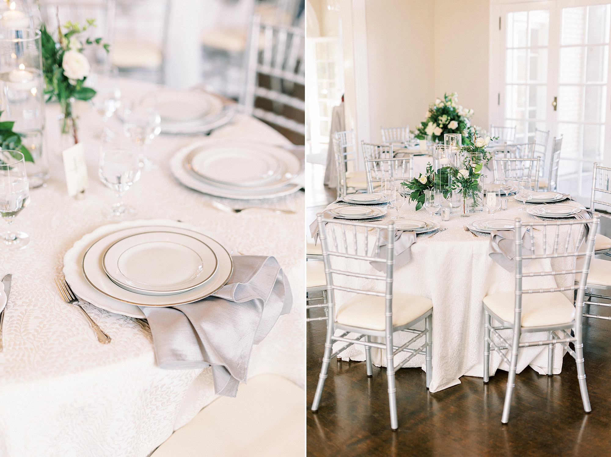 Grand Tasting Event at Separk Mansion in winter 2023 table displays with silver plates 