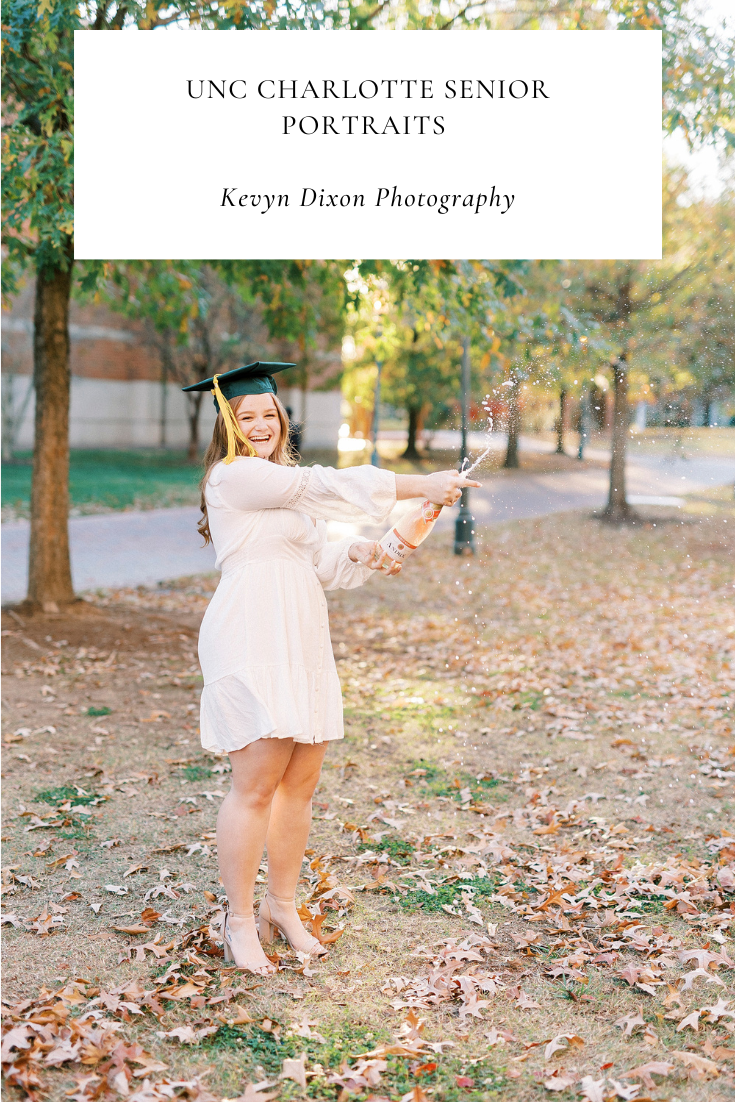 UNC Charlotte Senior Portraits on campus for graduate with NC senior portrait photographer Kevyn Dixon Photography