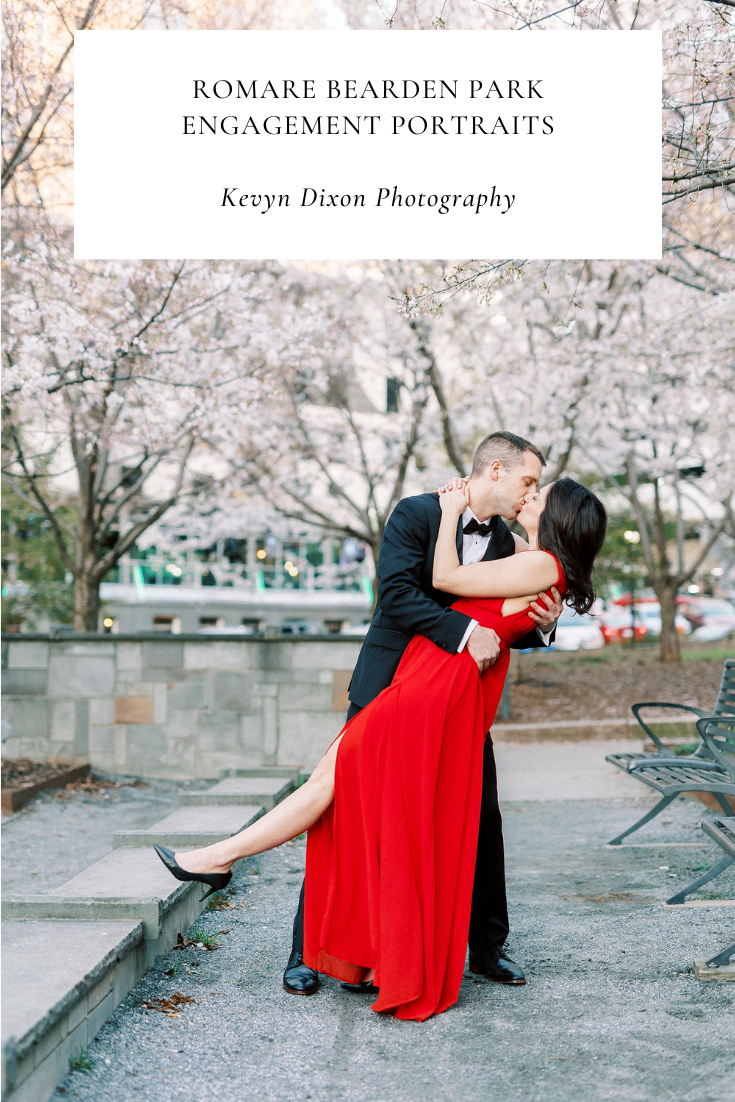 Uptown Charlotte engagement portraits in the springtime at the Mint Museum and Romare Bearden Park with Kevyn Dixon Photography