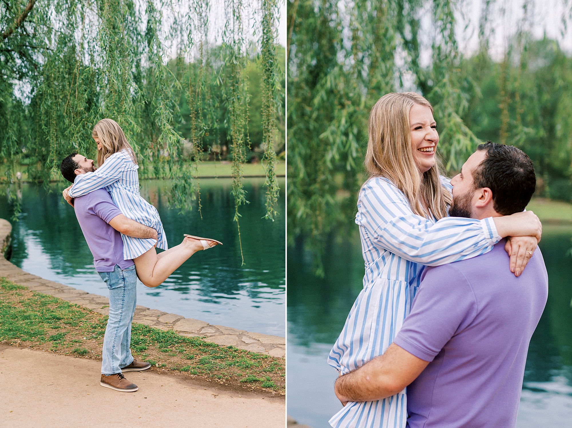 engagement session in Freedom Park with groom lifting bride 