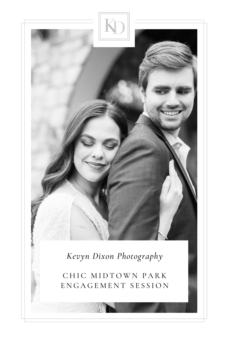 Midtown Park engagement portraits in the spring with champagne toast photographed by NC wedding photographer Kevyn Dixon Photography