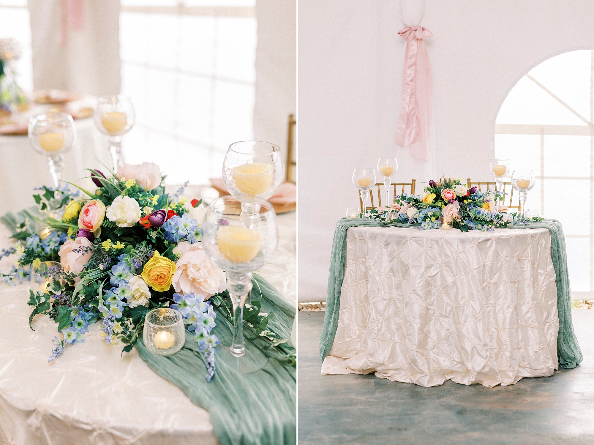 sweetheart table for wedding reception under tent at The Saratoga Springs