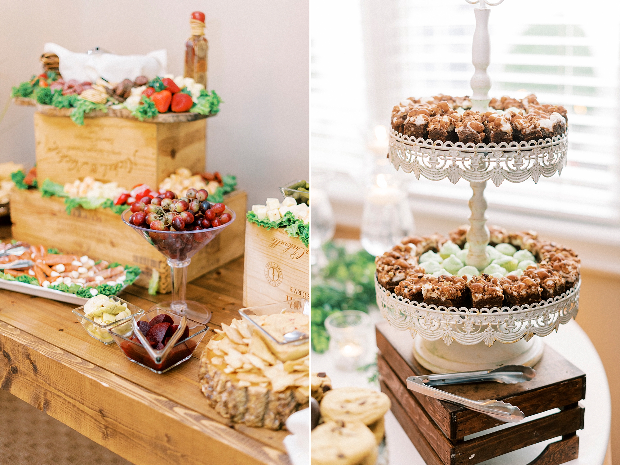 dessert display for wedding reception at The Saratoga Springs