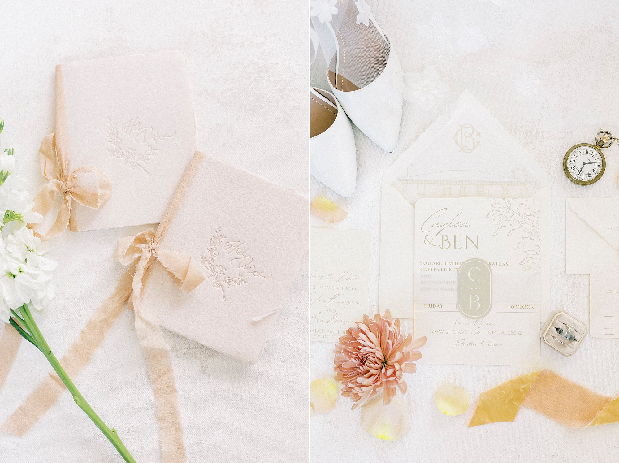 vow booklets and stationery for spring wedding day