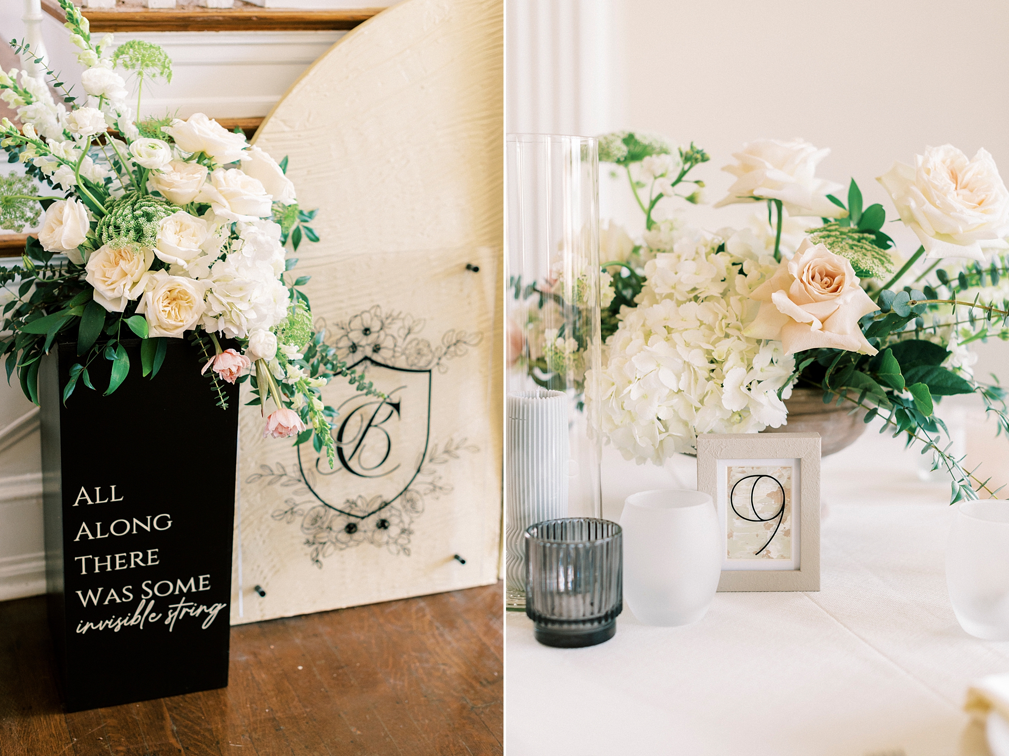 welcome sign details for wedding reception at Separk Mansion