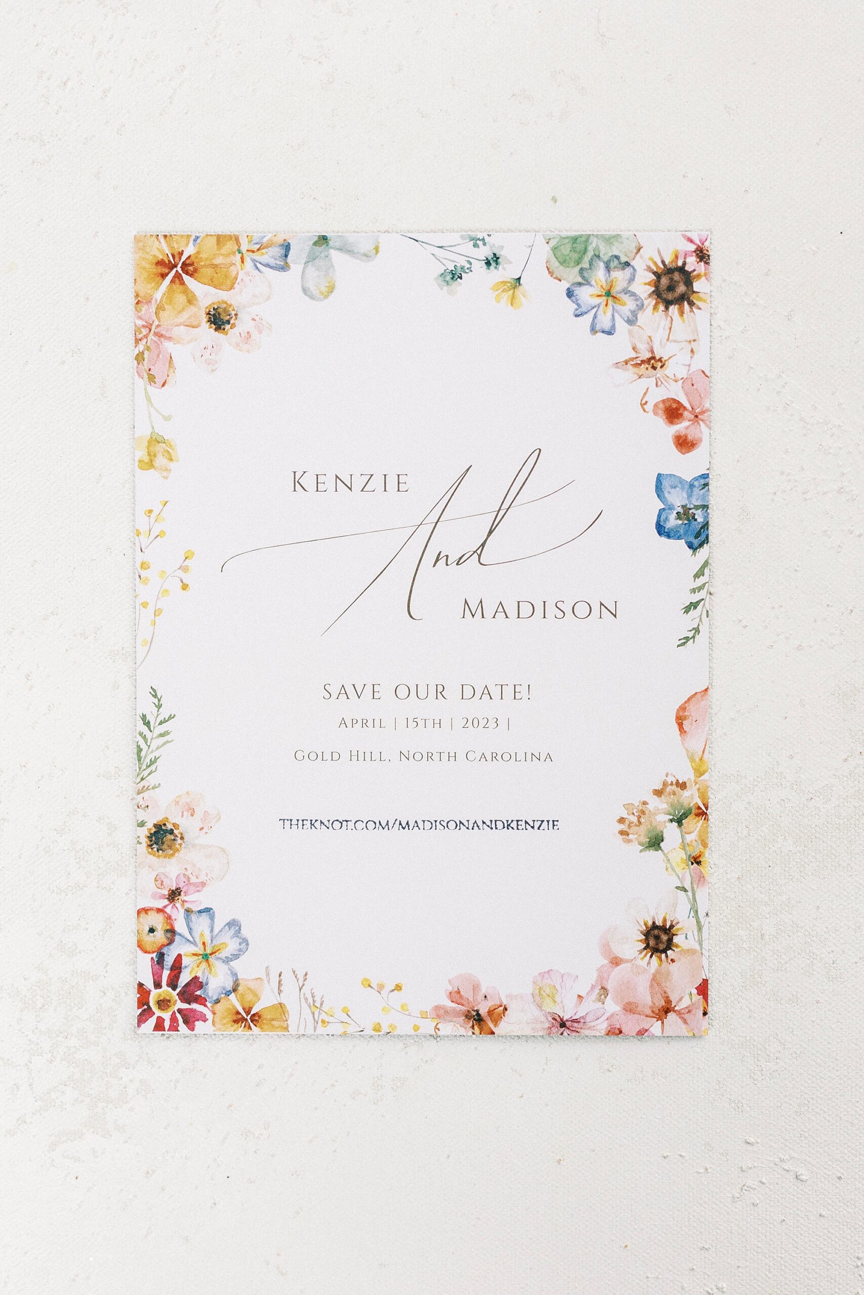 wedding stationery with flowers around edges for boho inspired wedding