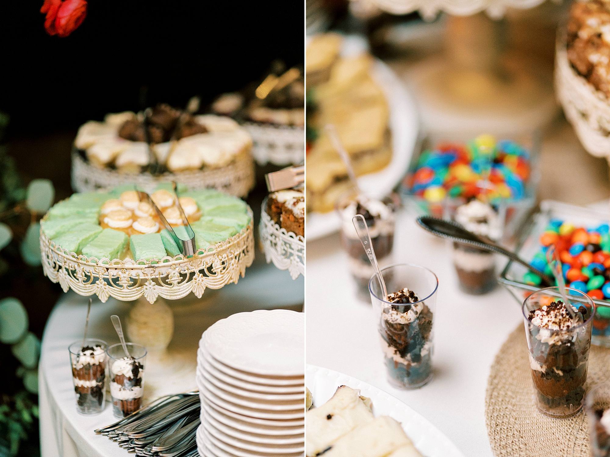 dessert table for wedding reception on lawn in Richfield NC