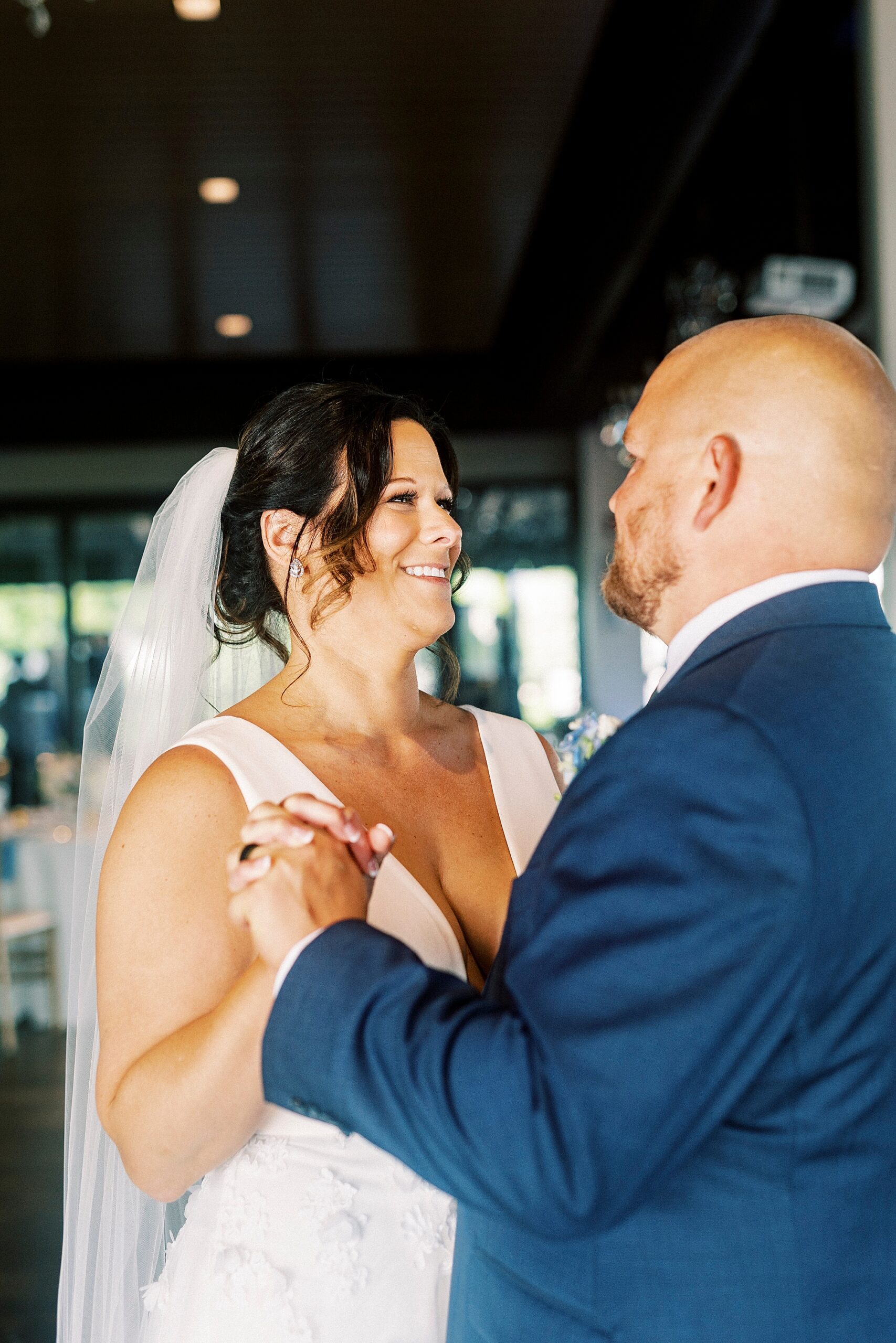 bride and groom dance during wedding reception at the Terrace at Cedar Hill