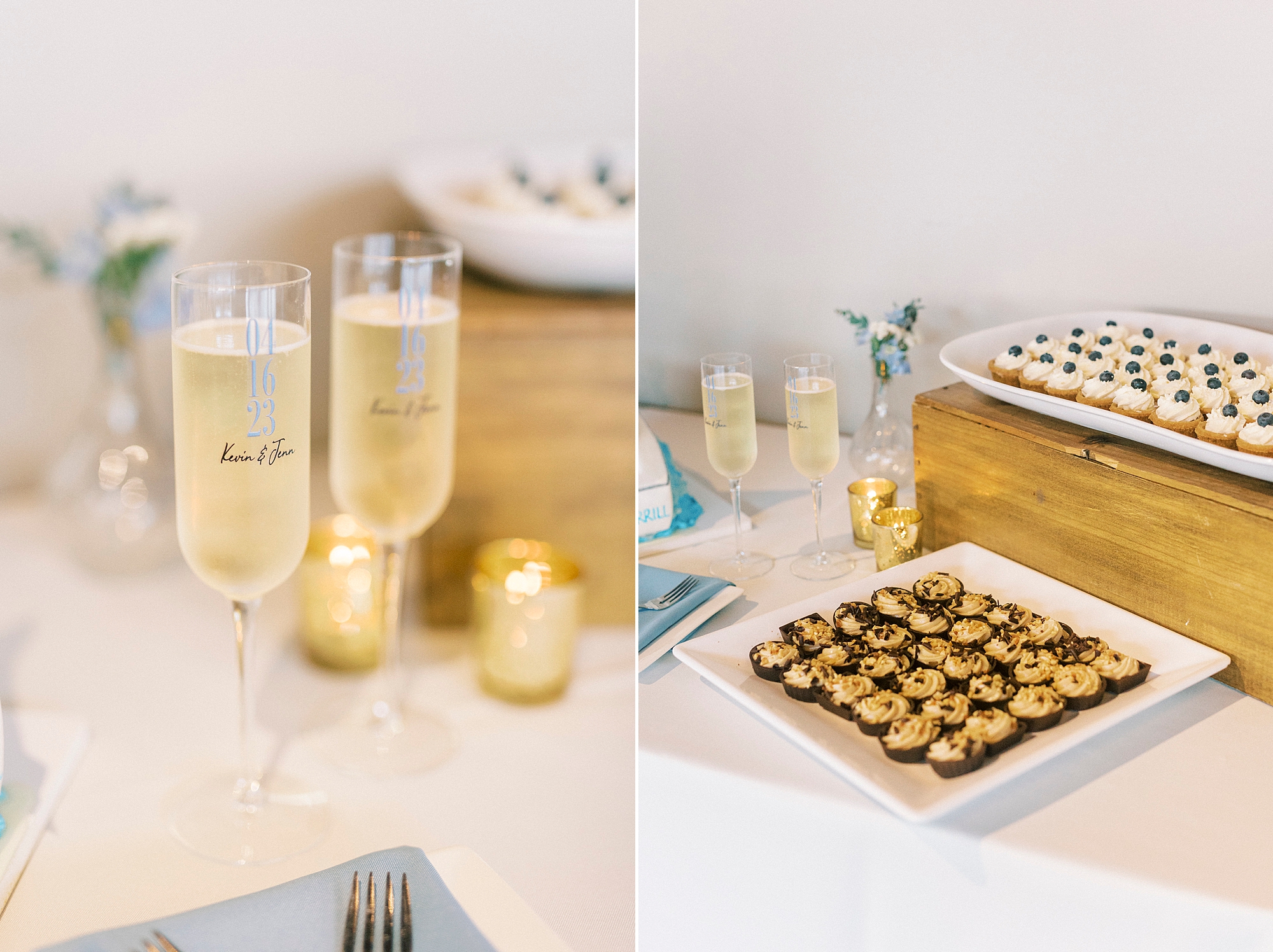 wedding reception dessert display at the Terrace at Cedar Hill