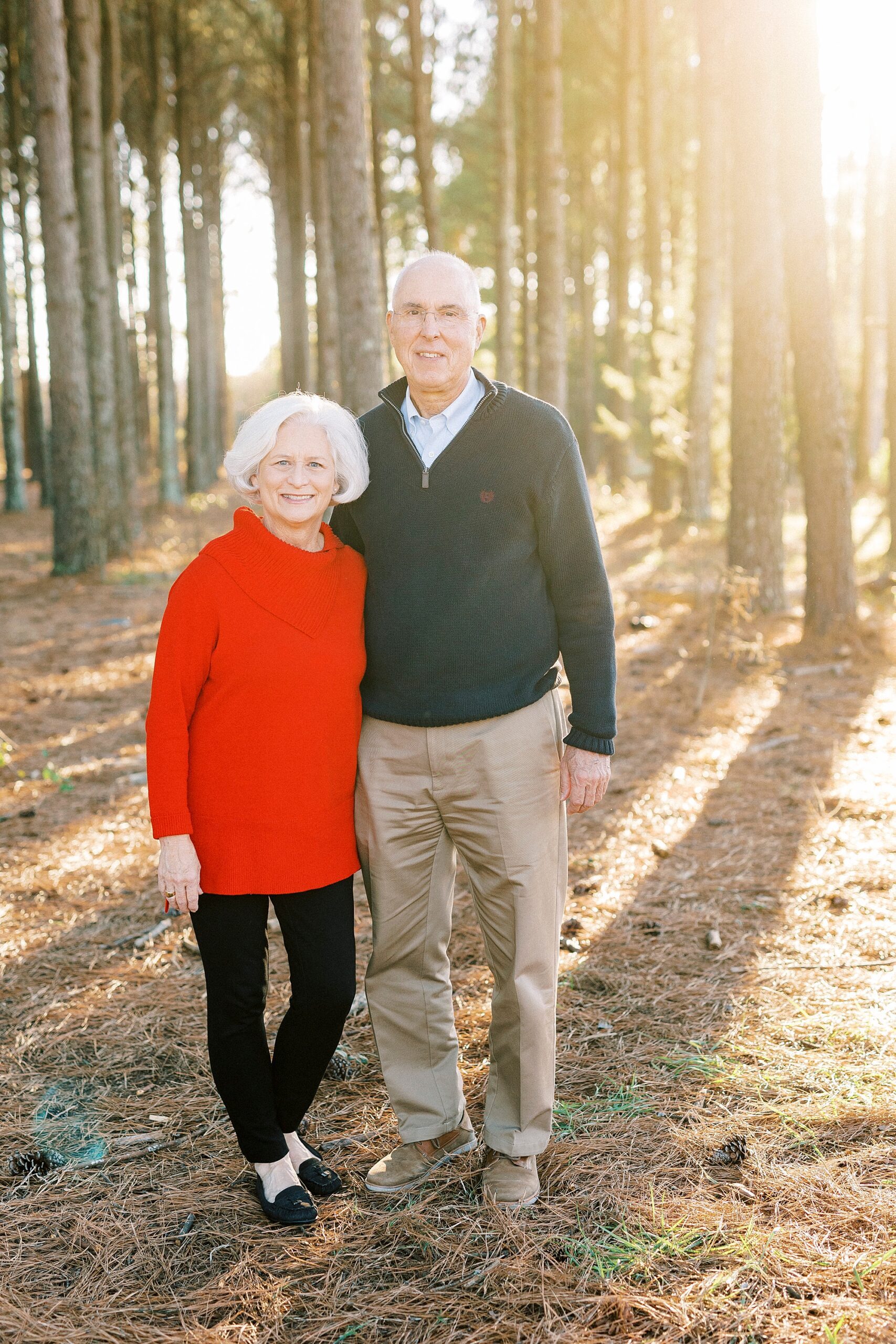 older couple hugs during NC family photos at Frank Liske Park
