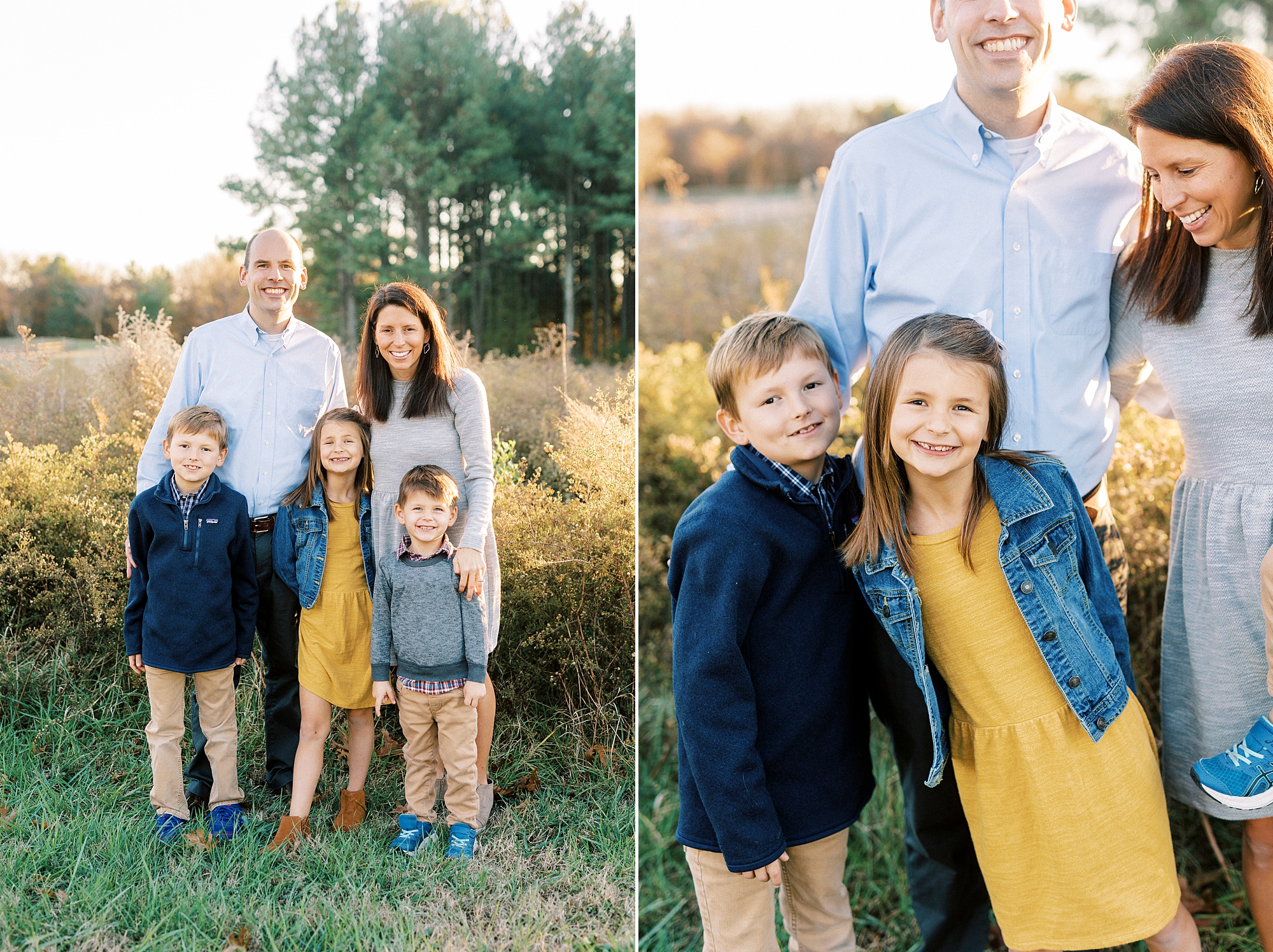 siblings hold hands in front of mom and dad at Frank Liske Park