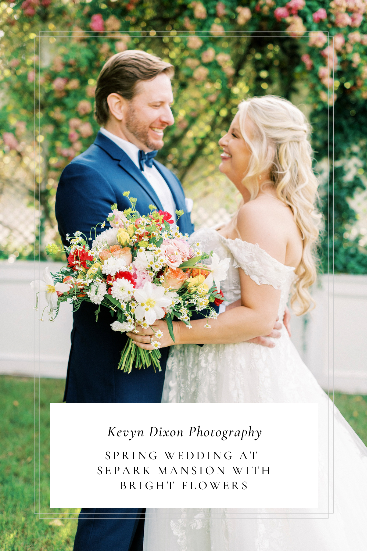 Spring Separk Mansion wedding with bright florals in Gastonia NC photographed by Charlotte wedding photographer Kevyn Dixon Photography