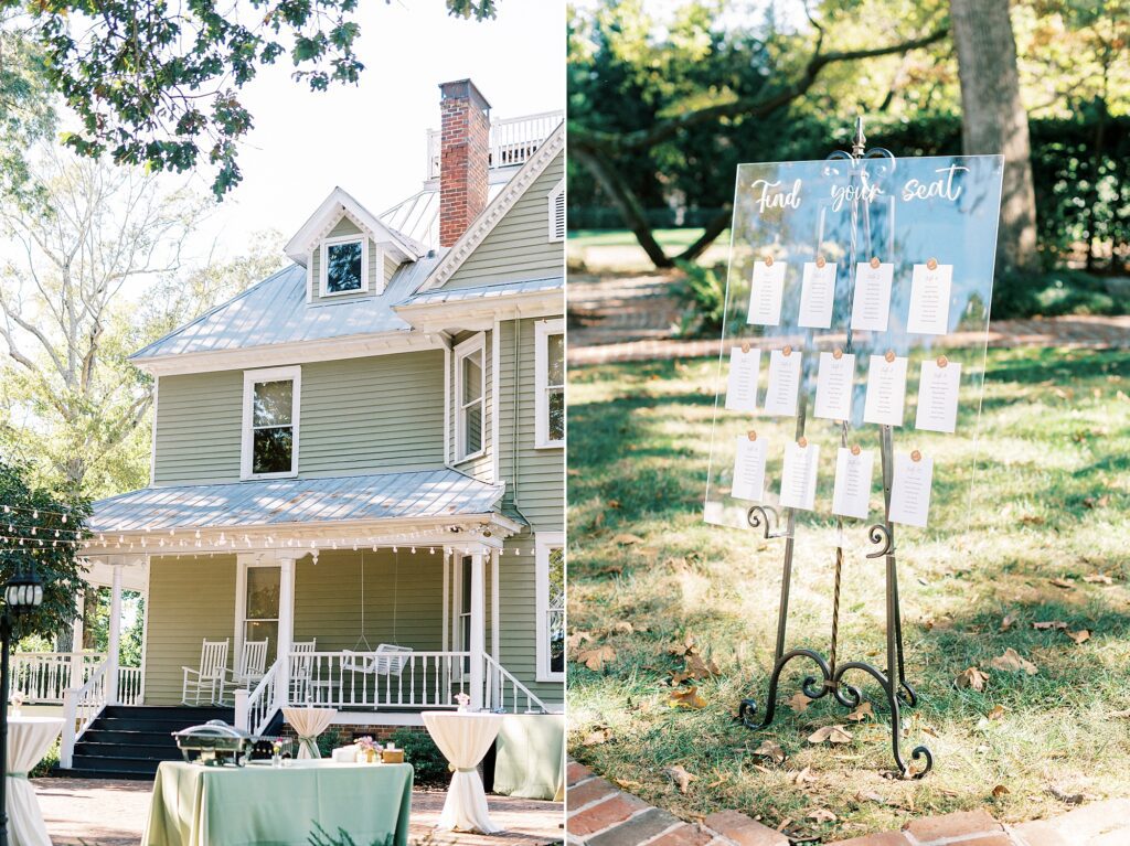 seating chart for Whitehead Manor reception 