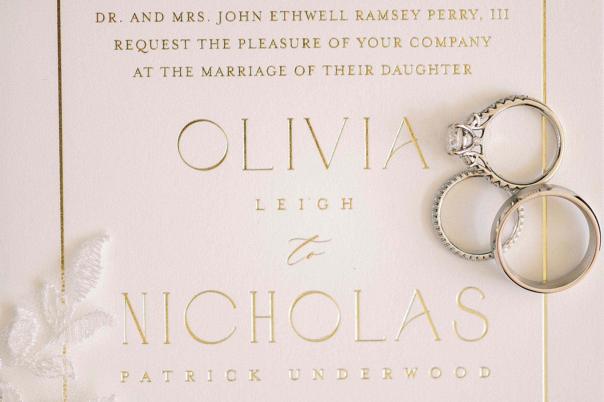 gold and white invitation suite for fall wedding at Separk Mansion