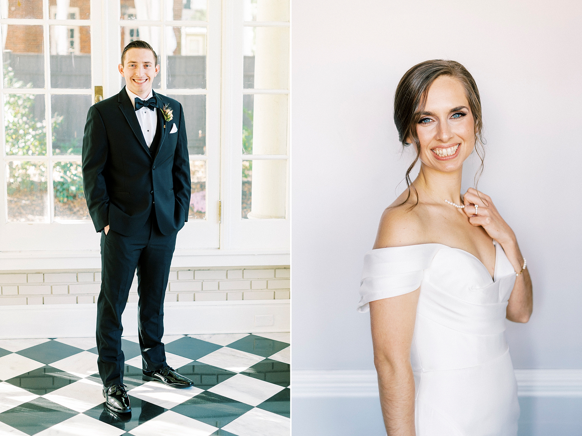 bride and groom pose inside Separk Mansion