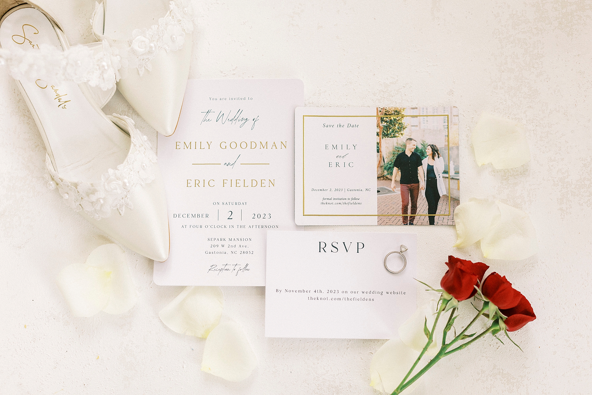 stationery set for classic winter wedding at Separk Mansion