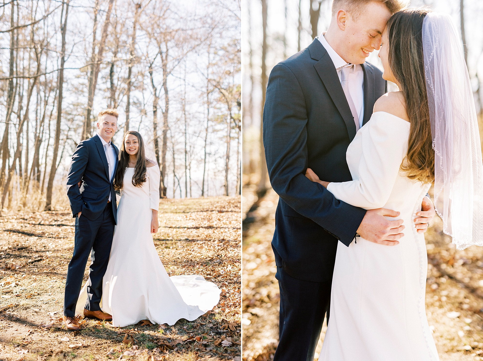 newlyweds walk on side of mountain during early morning wedding 