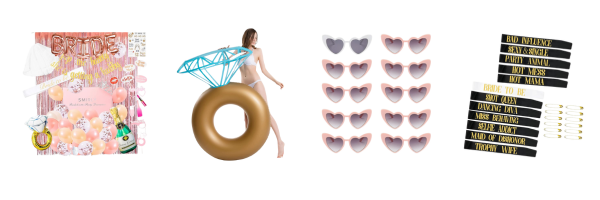 Bachelorette party supplies & decorations found on Amazon, ideas shared by NC wedding photographer Kevyn Dixon Photography