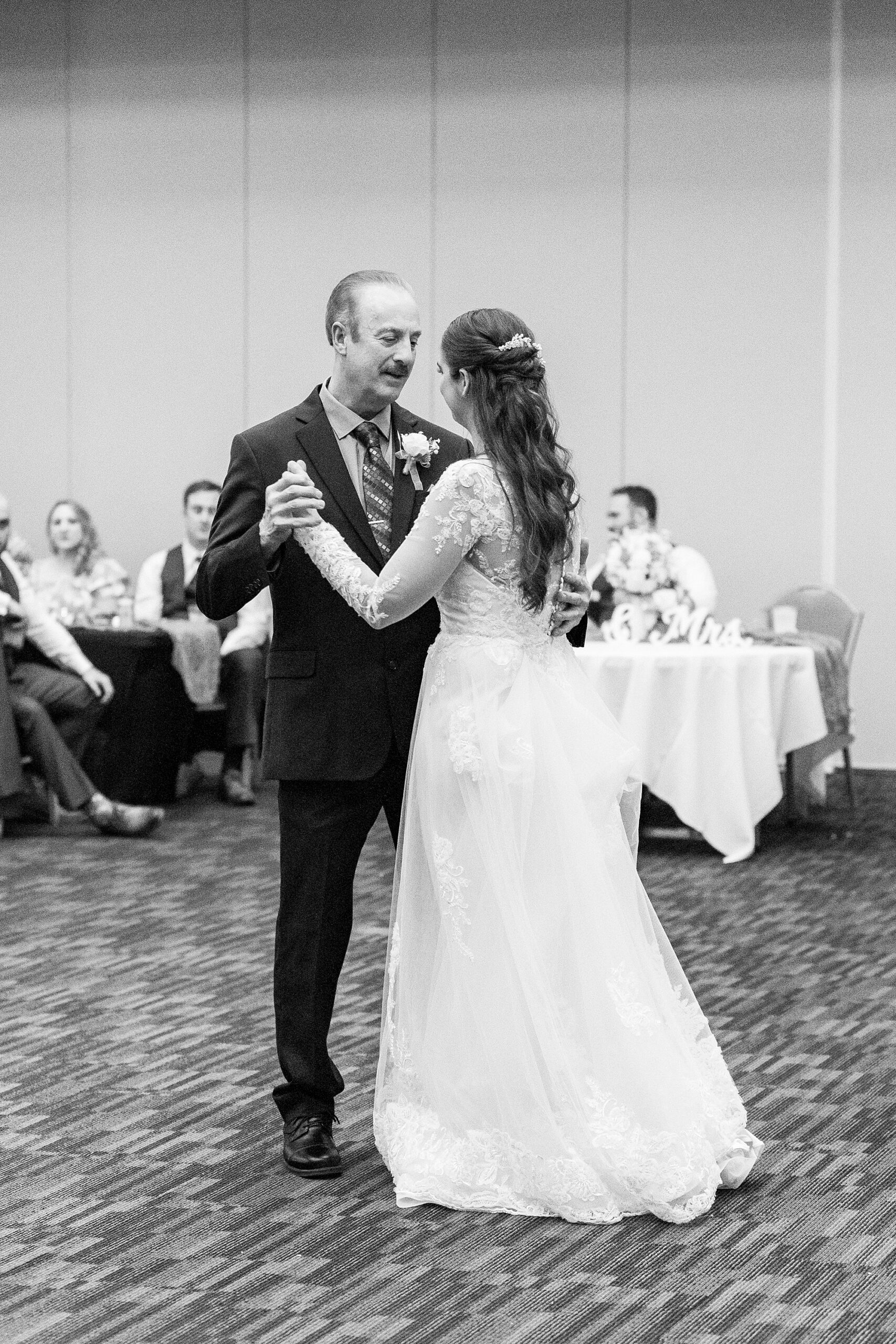 bride dances with father during NC wedding reception
