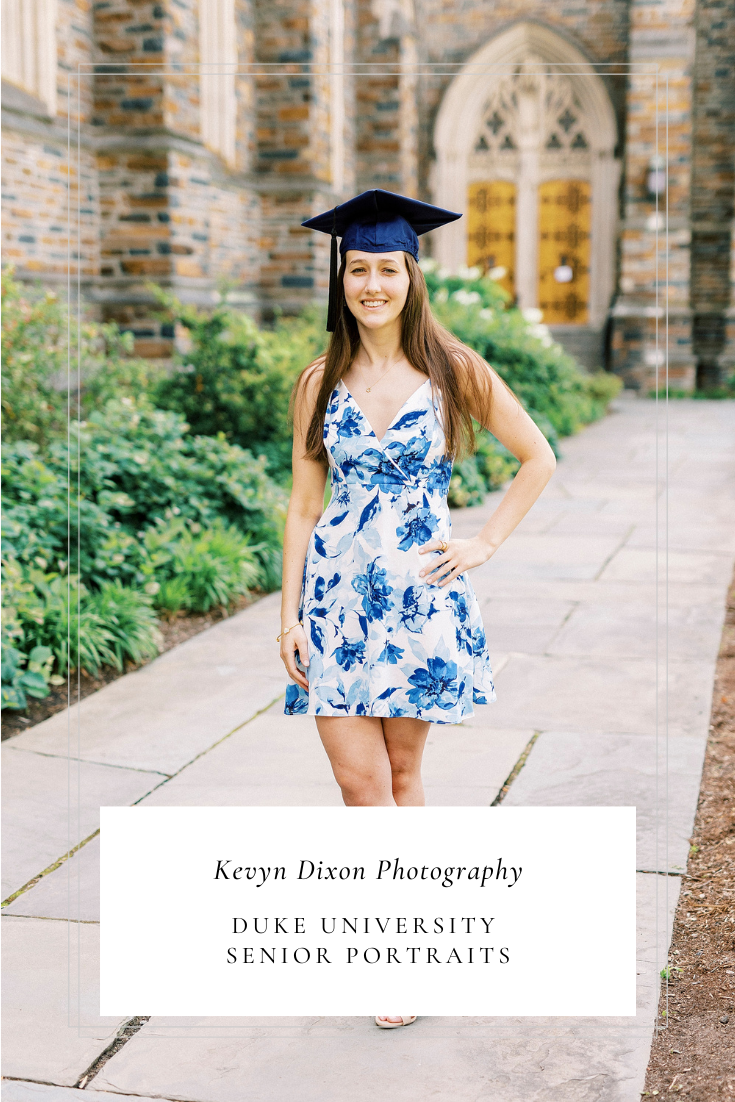 Duke University Senior Portraits near the chapel on campus for graduation photographed by NC senior photographer Kevyn Dixon Photography