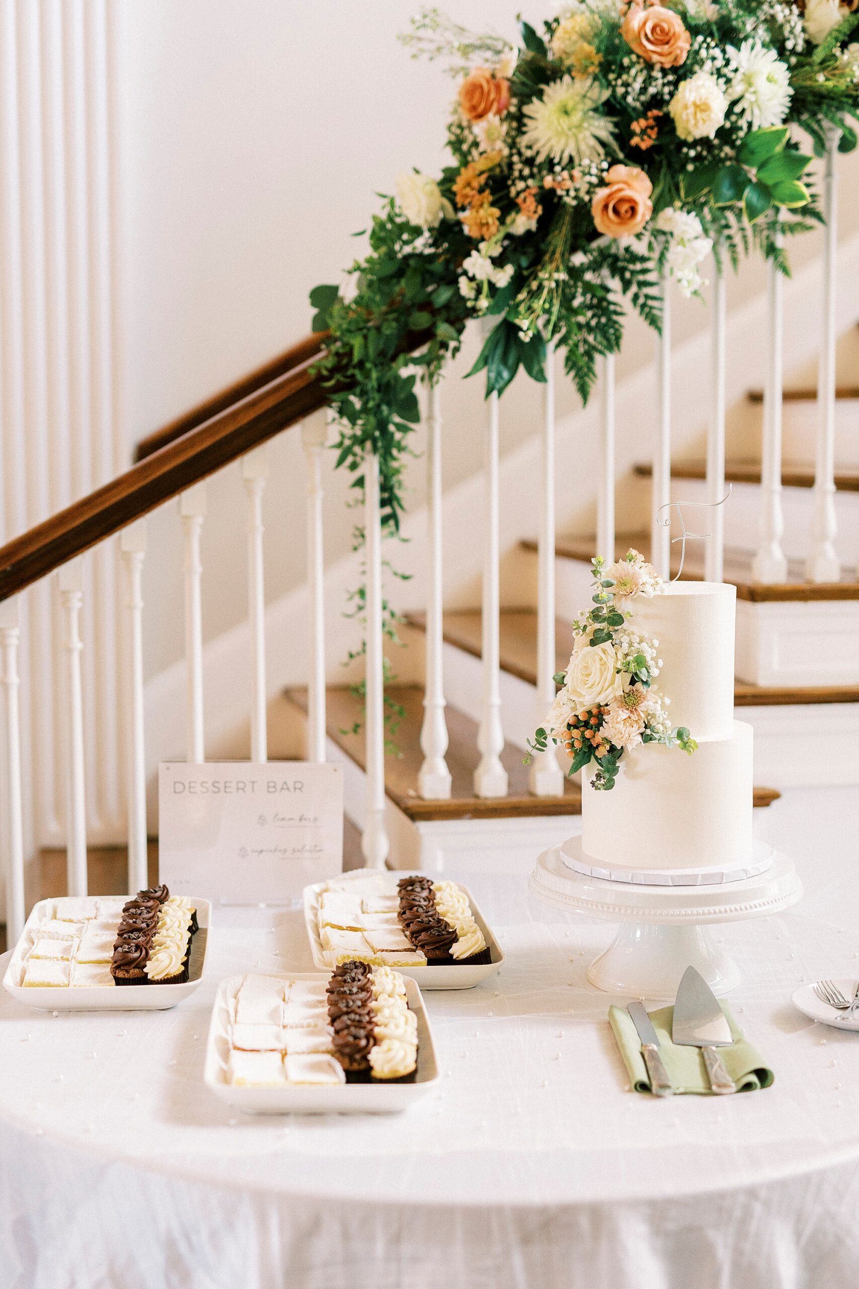 cake table by staircase inside Separk Mansion