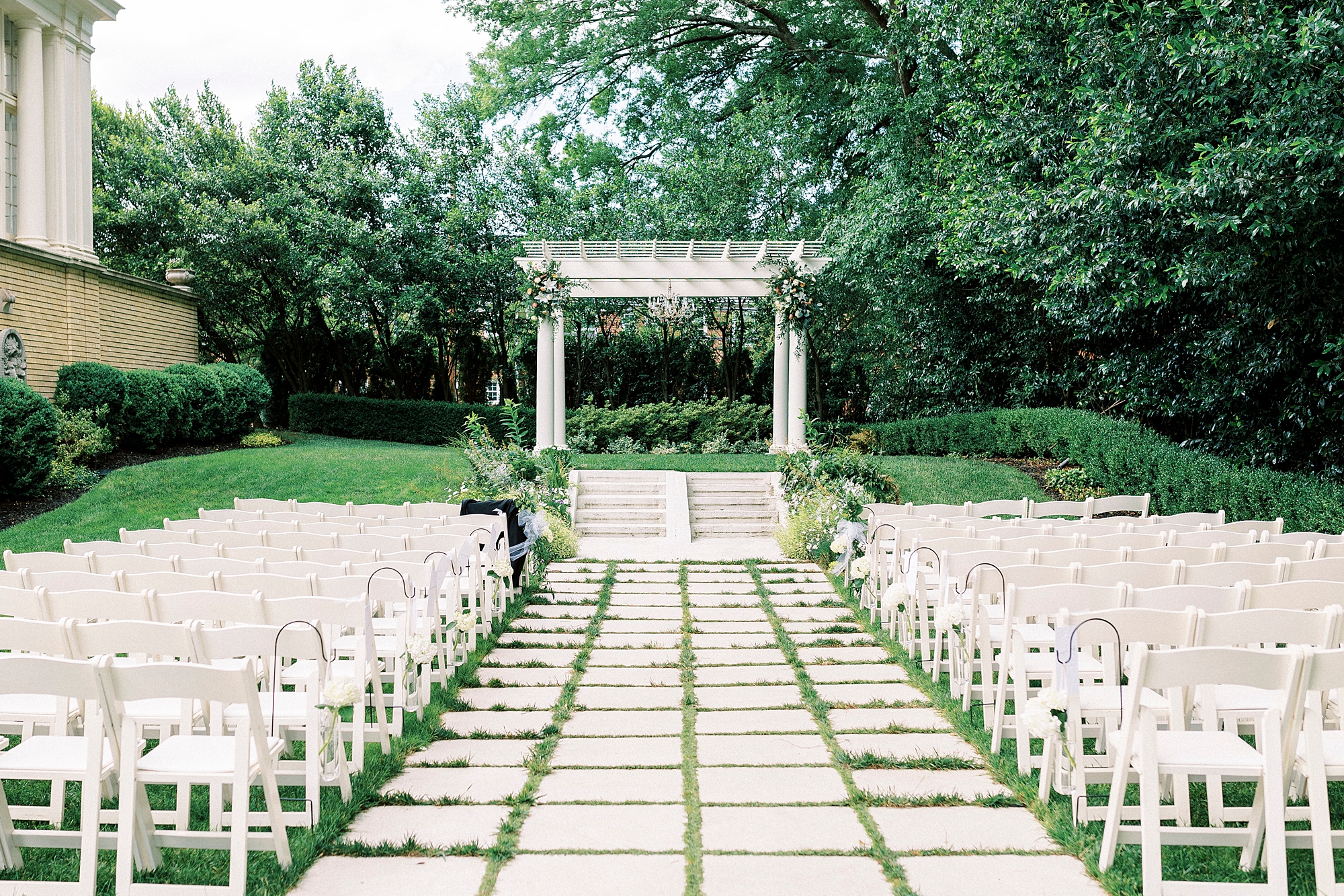 wedding ceremony in garden on lawn at Separk Mansion
