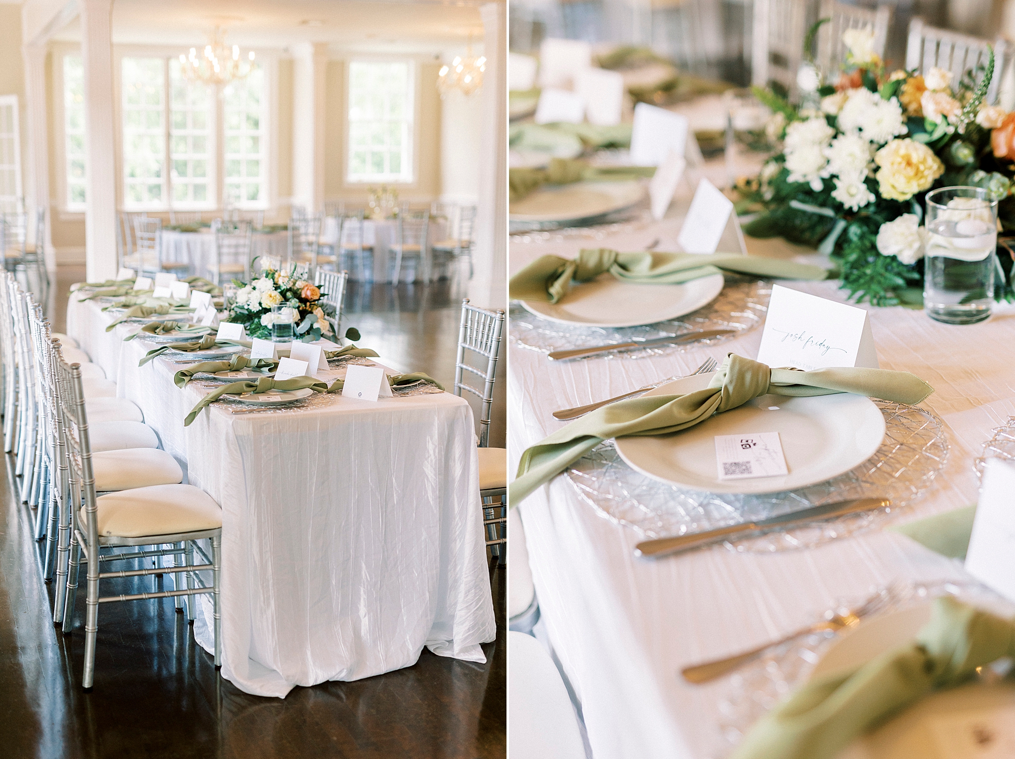 spring wedding reception at Separk Mansion with pink and white accents 