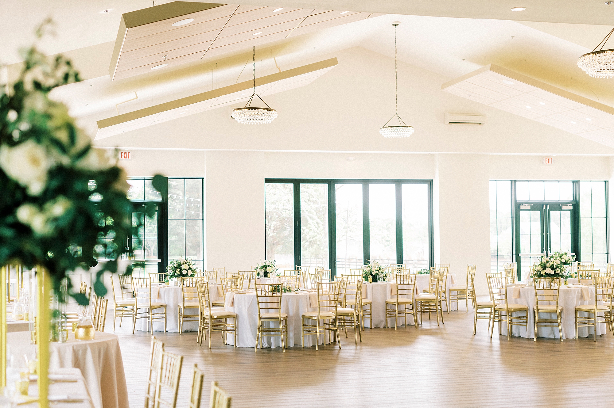 wedding reception at the Venues at Langtree with ivory and gold accents