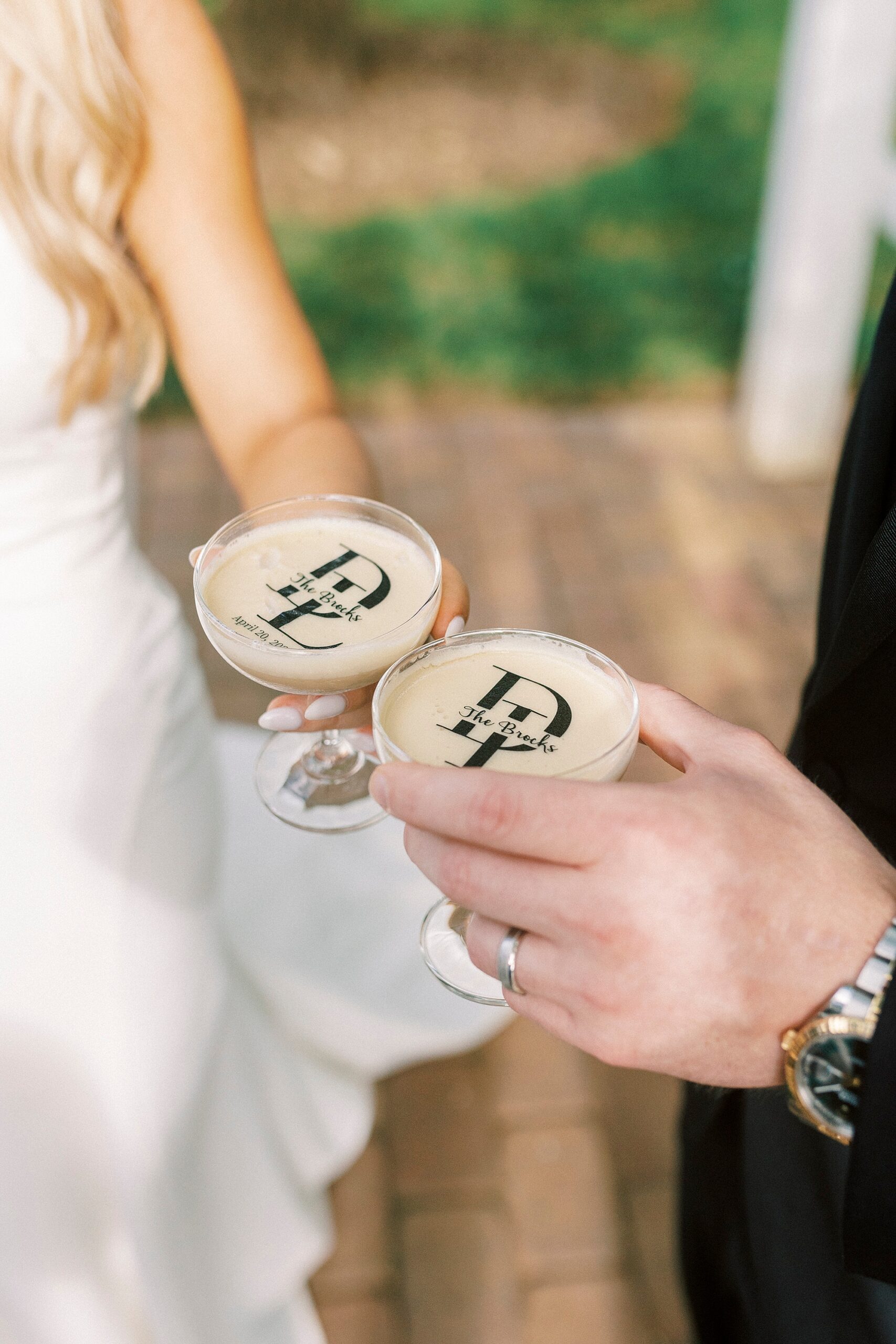 espresso martinis with monogram on top