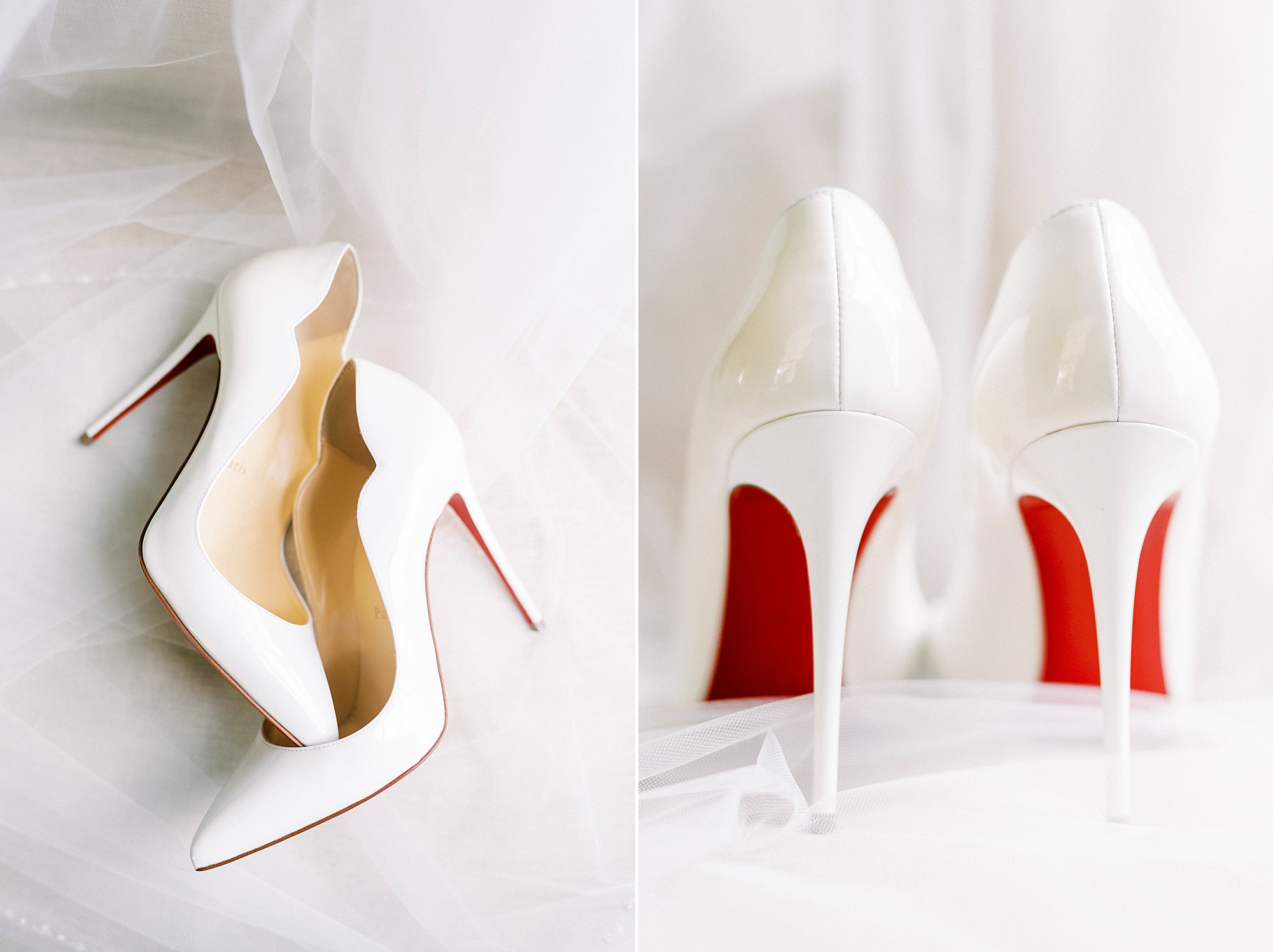 bride's ivory Louboutin shoes for spring wedding