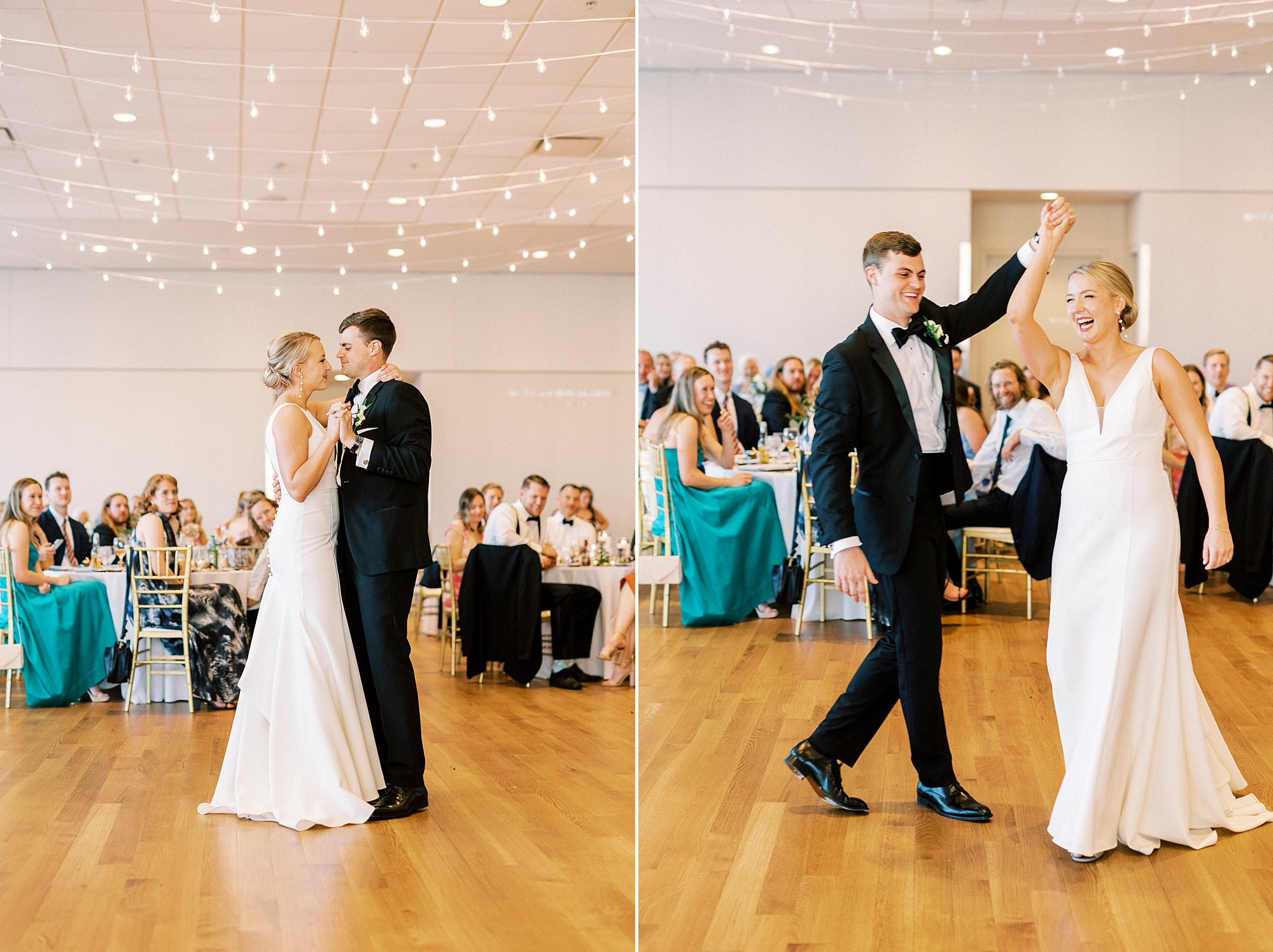 bride and groom dance at the Mint Museum Uptown