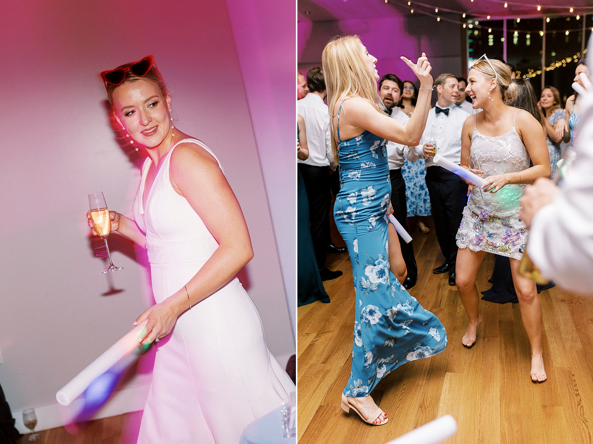 wedding guests dance with singer of live band at the Mint Museum Uptown
