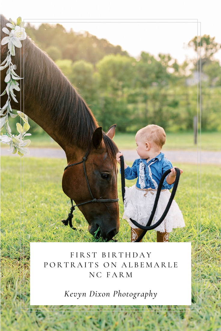 First Birthday Portraits in Albemarle NC on family farm photographed by Charlotte NC family photographer Kevyn Dixon Photography