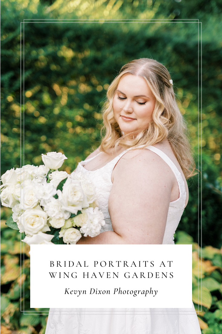 Bridal Portraits at Wing Haven Gardens in Charlotte NC photographed by Kevyn Dixon Photography, NC wedding photographer
