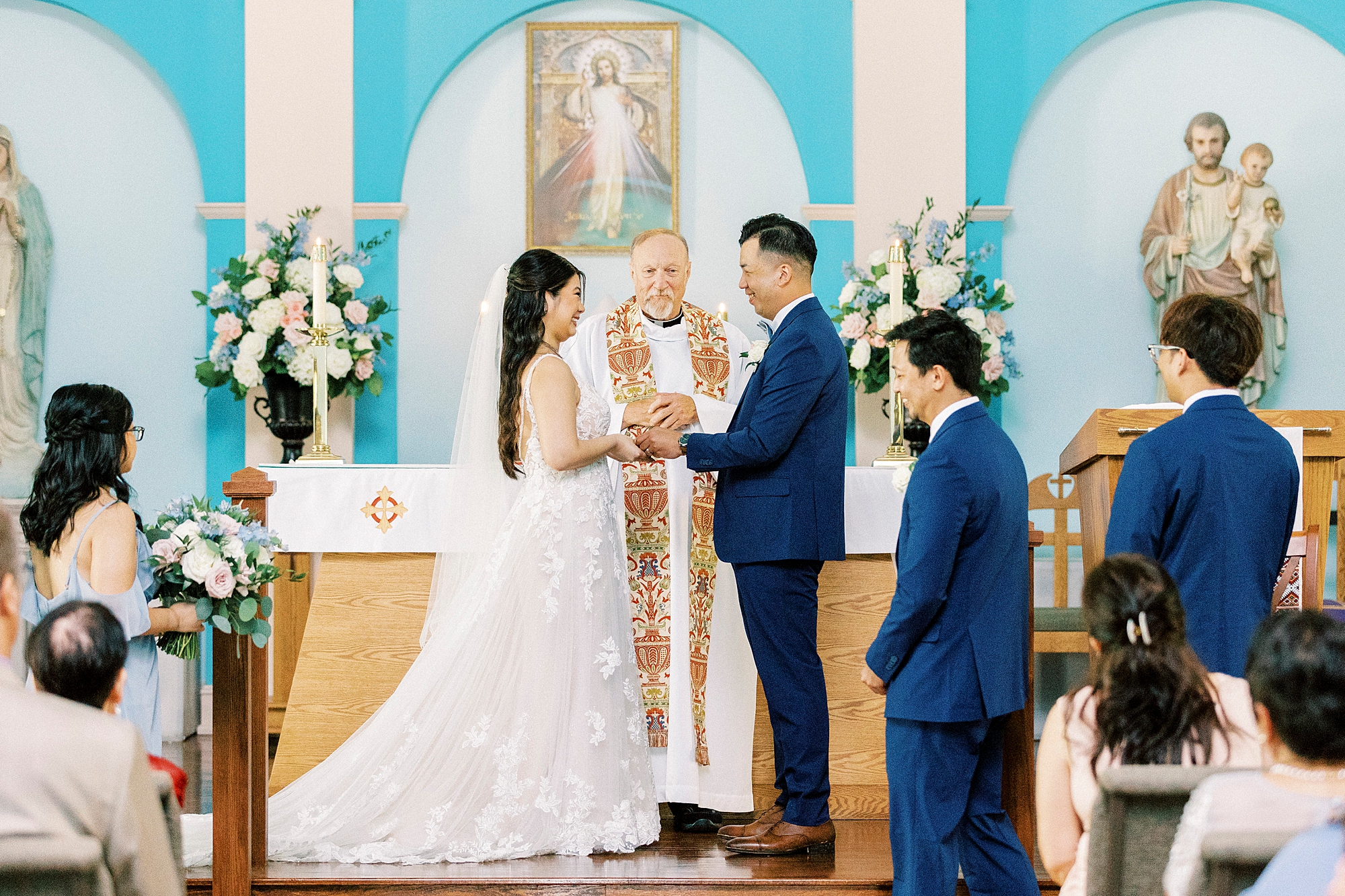 newlyweds exchange vows in traditional church ceremony in Belmont NC