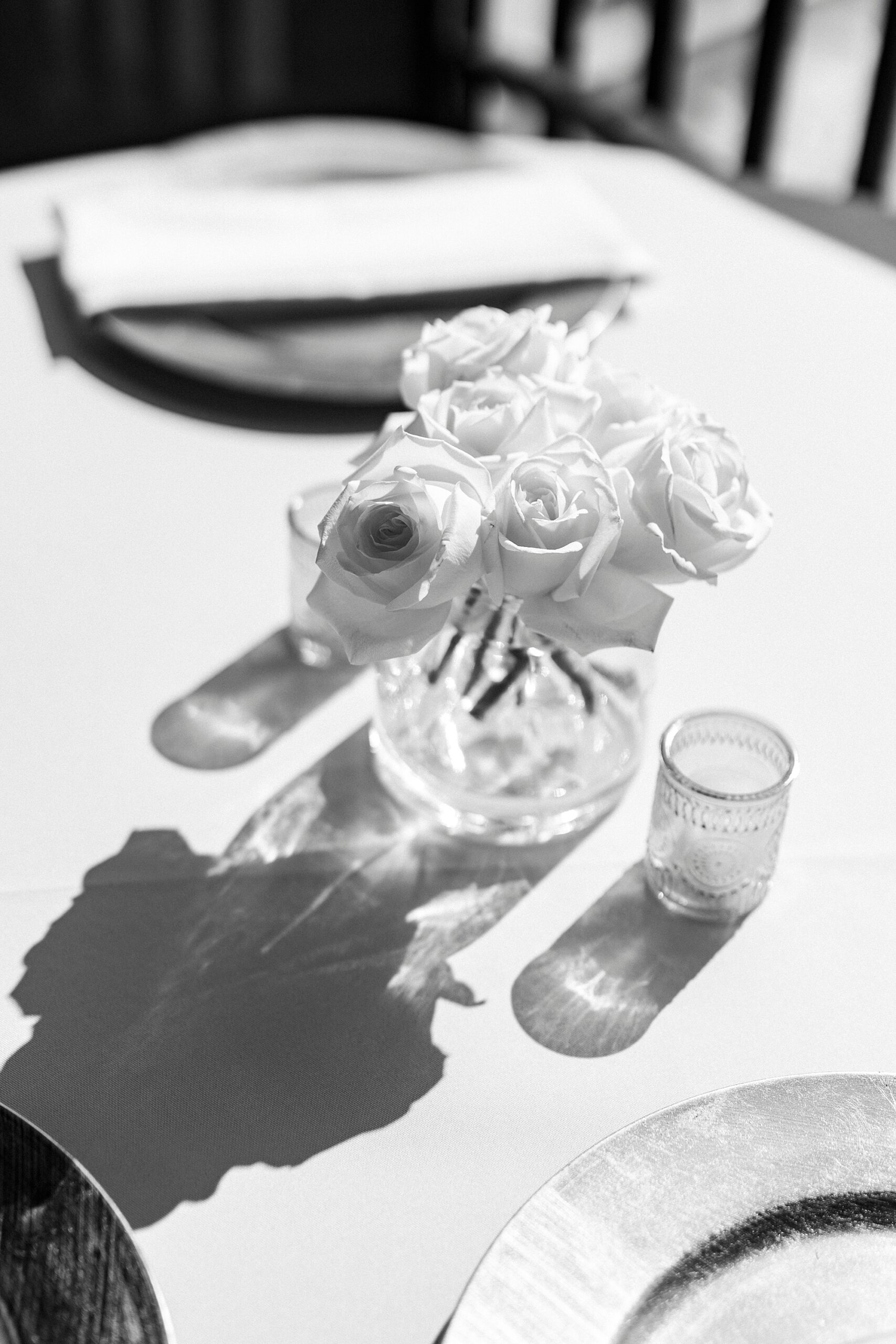 roses in glass bowl on table at Palisades Country Club