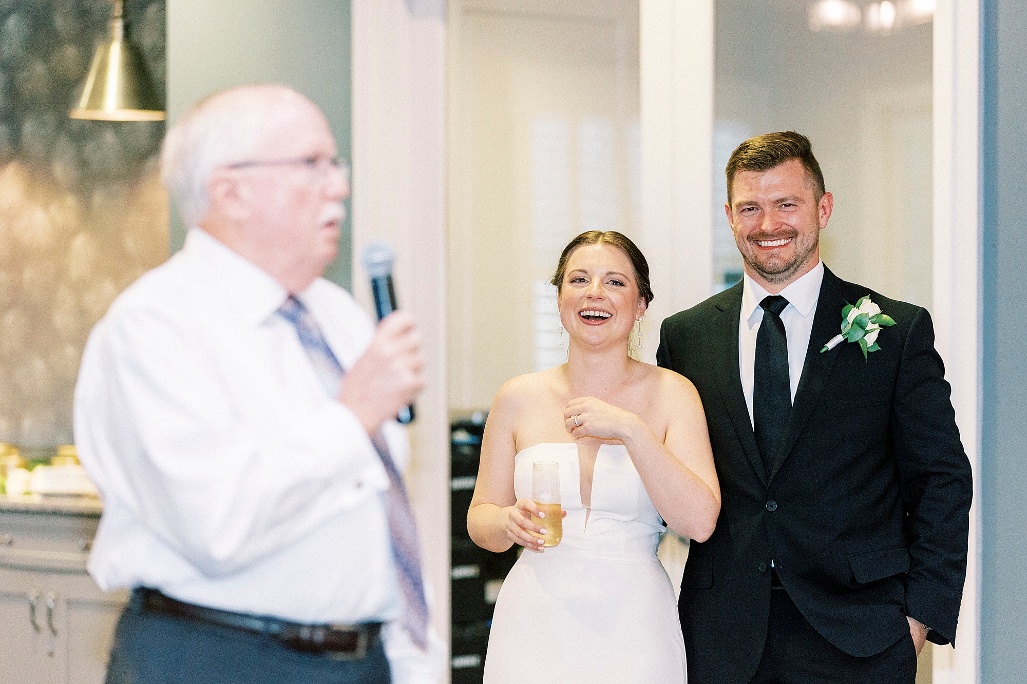 father gives speech during wedding reception at Palisades Country Club