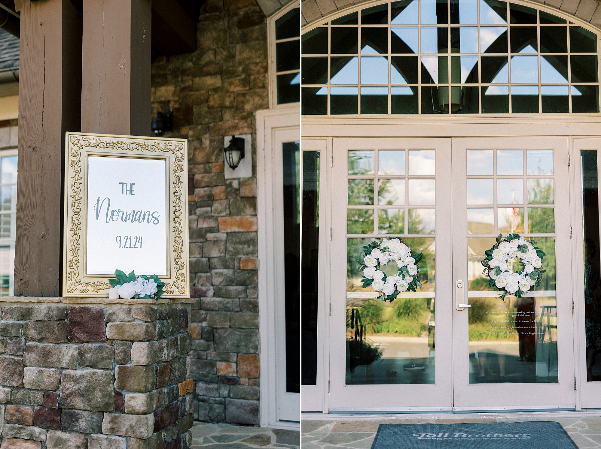 welcome sign for wedding ceremony at the Palisades Country Club