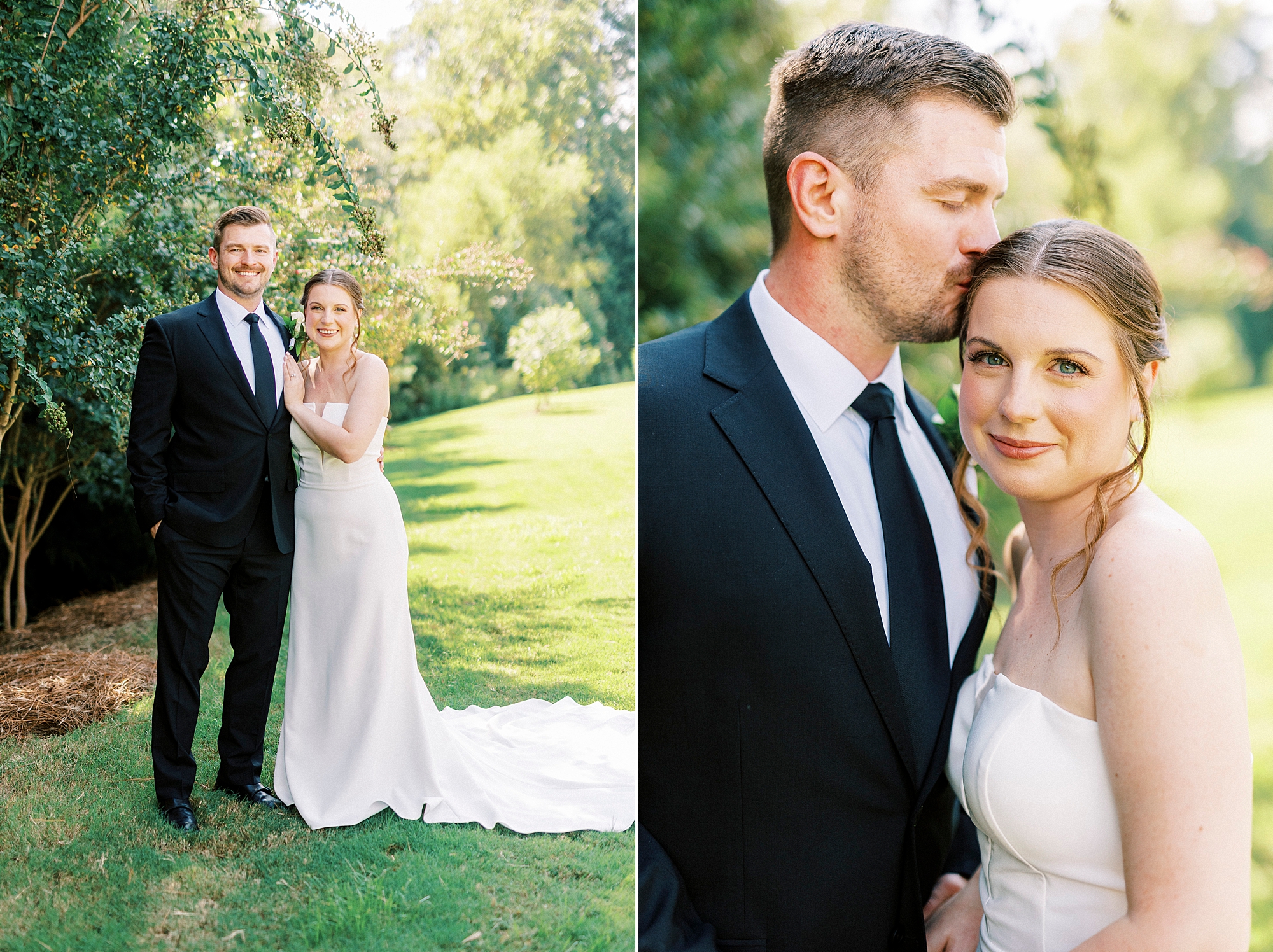 bride and groom hug during wedding at the Palisades
