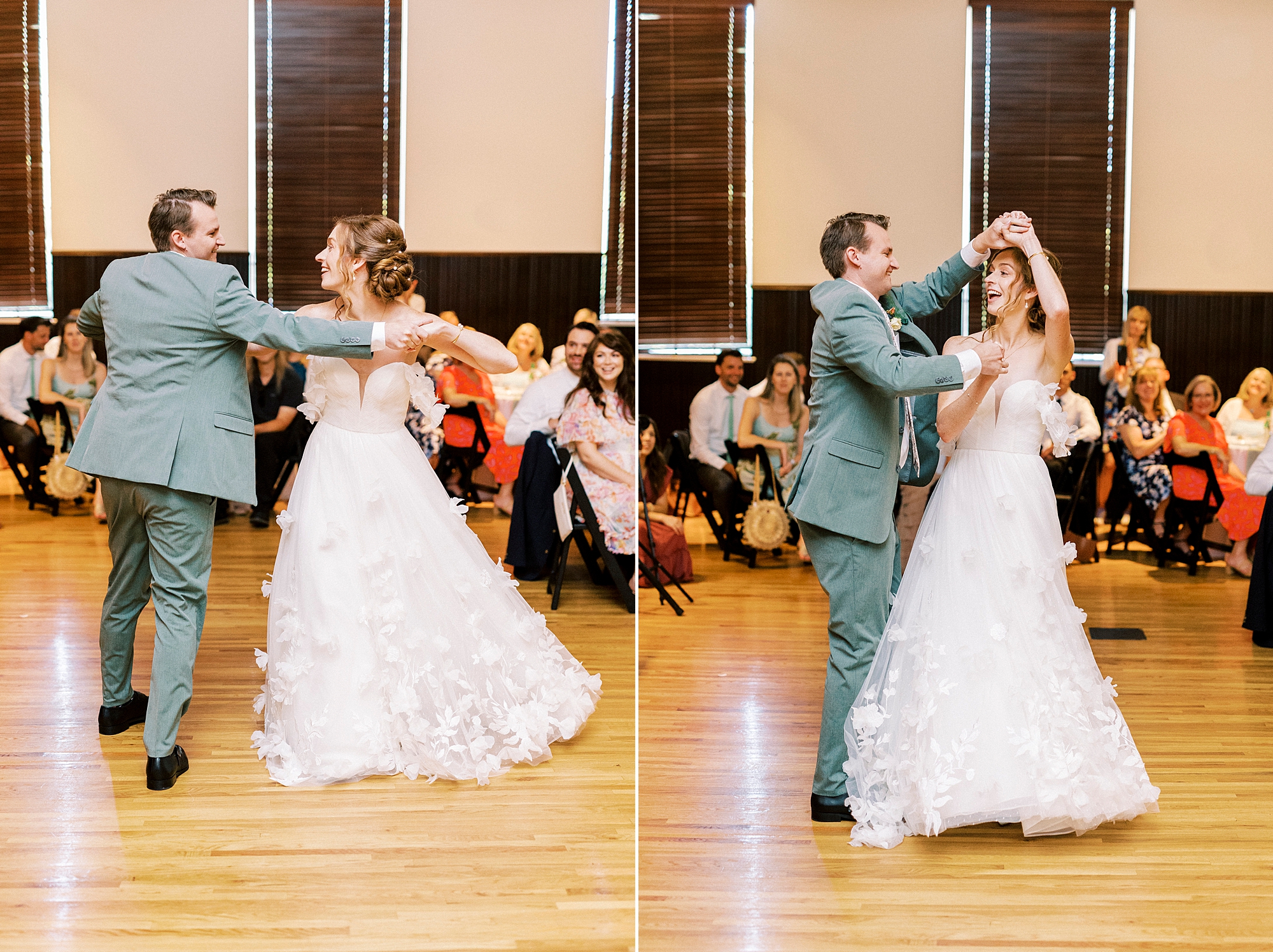 bride and groom dance at the Palmer Building in Charlotte NC