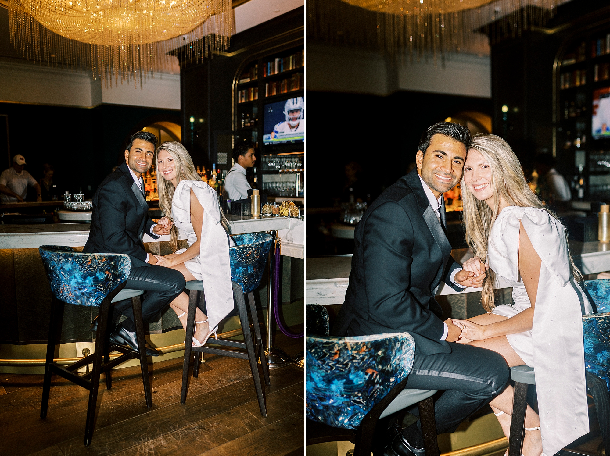 man and woman sit together at bar inside the Grand Bohemian Hotel in Charlotte NC