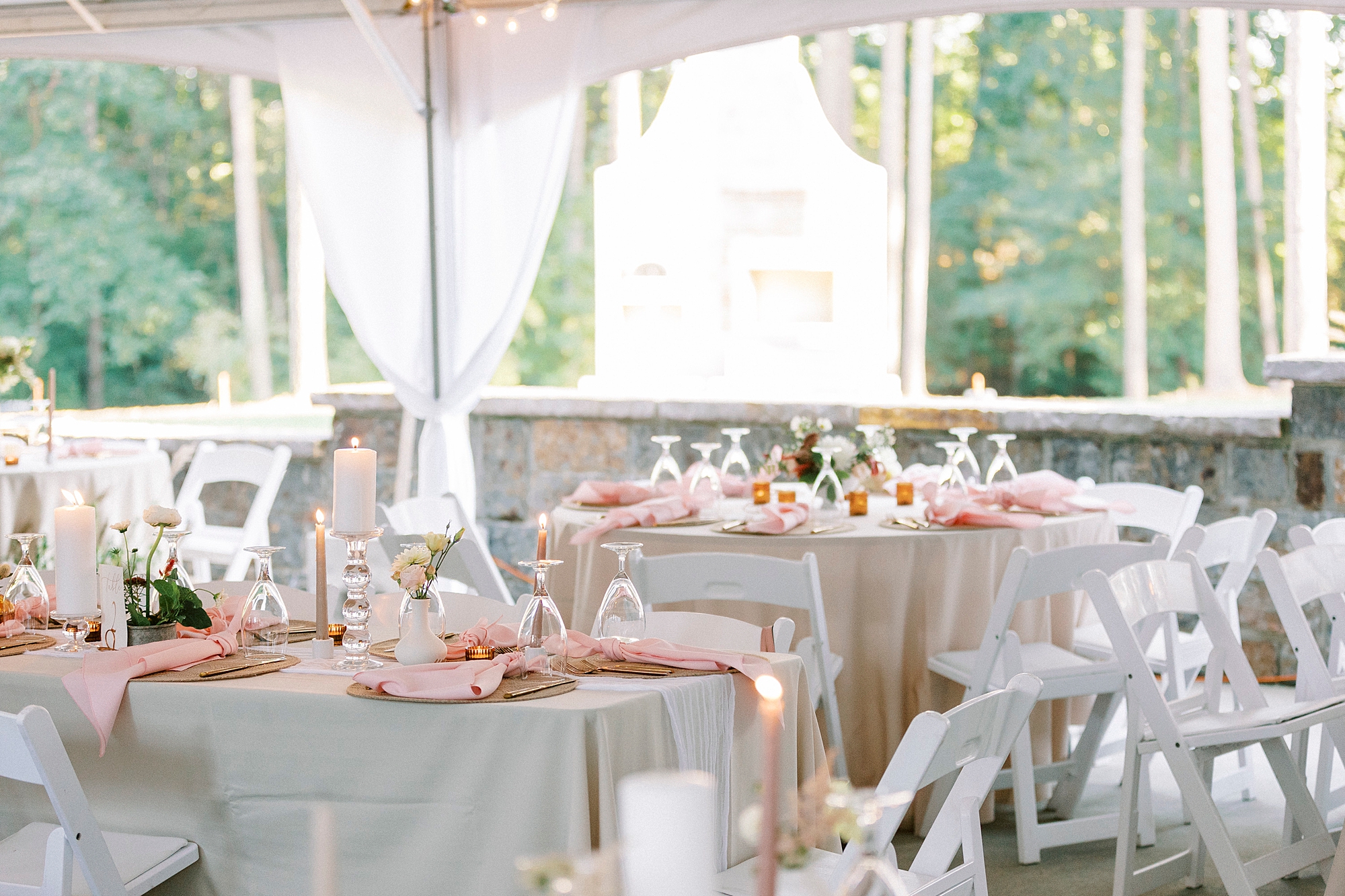 wedding reception under tent in backyard of Richfield NC home