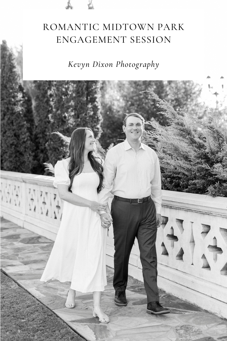 Midtown Park engagement portraits photographed by Charlotte NC wedding photographer Kevyn Dixon Photography