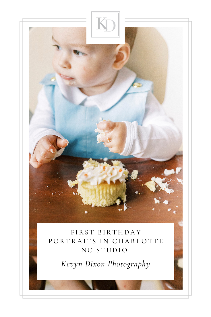 Classic Charlotte NC First Birthday Photography in Concord NC studio with Kevyn Dixon Photography, family and birthday photographer