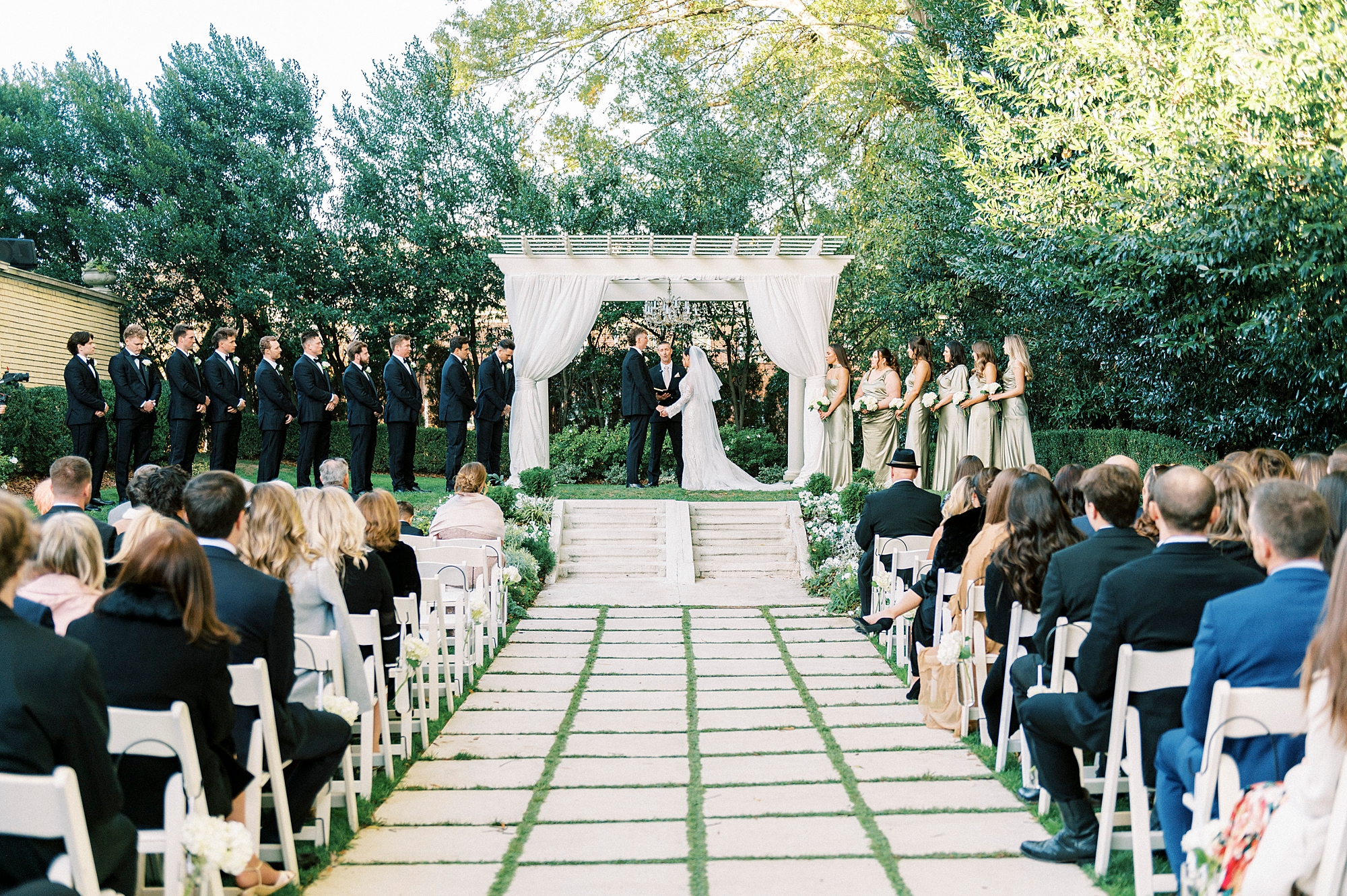 outdoor wedding ceremony in gardens at Separk Mansion