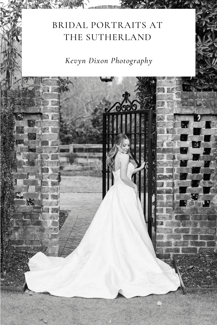 Bridal Portraits at the Sutherland in Wake Forest NC for classic southern bride photographed by wedding photographer Kevyn Dixon Photography