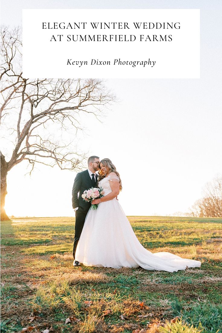 Winter Wedding at Summerfield Farms with pastel blue and ivory color palette photographed by NC wedding photographer Kevyn Dixon Photography