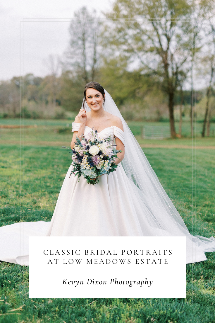 Bridal portraits at Low Meadows Estate for spring bride with Mount Holly NC wedding photographer Kevyn Dixon Photography