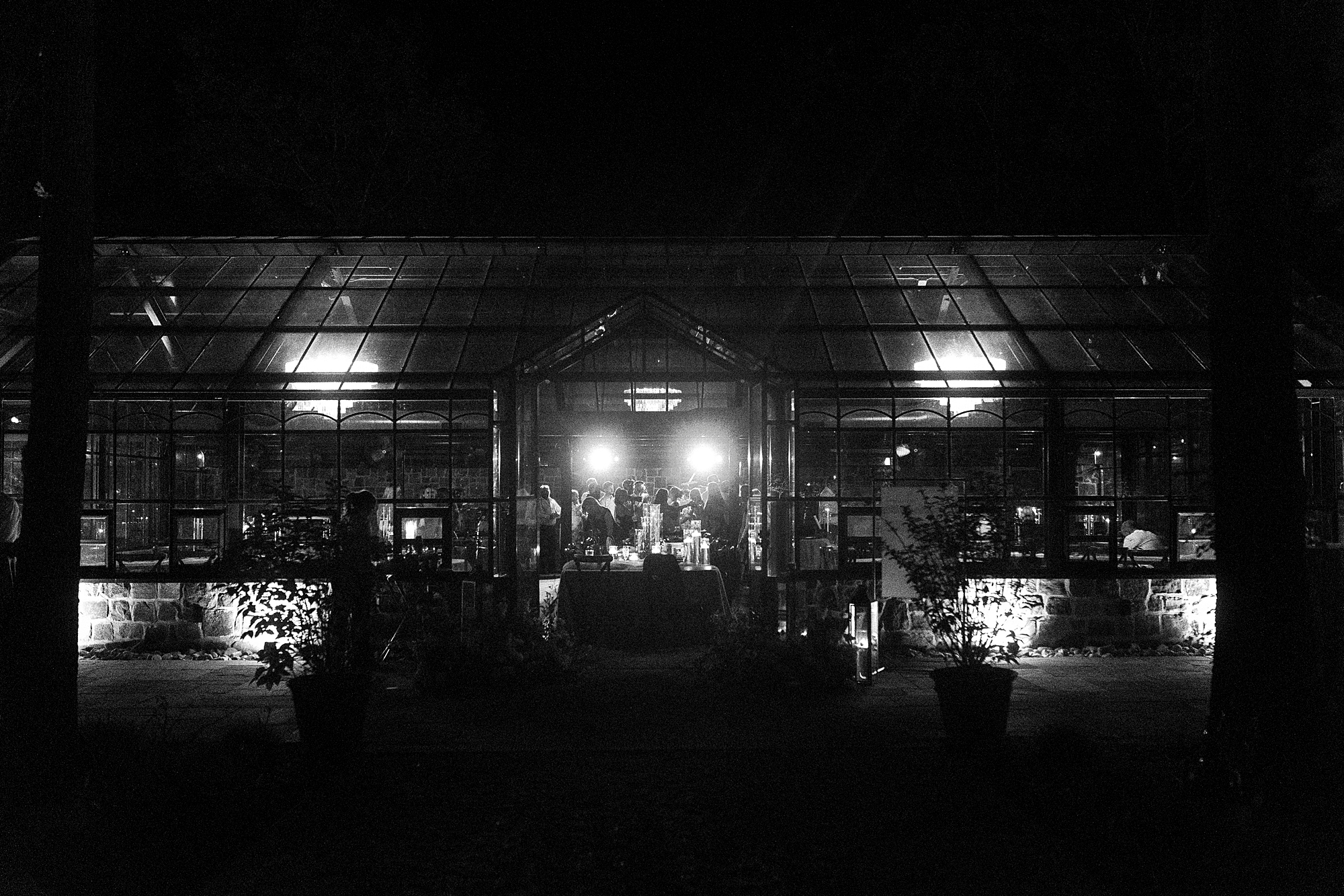 photo of glass house at night at Morning Glory Farm