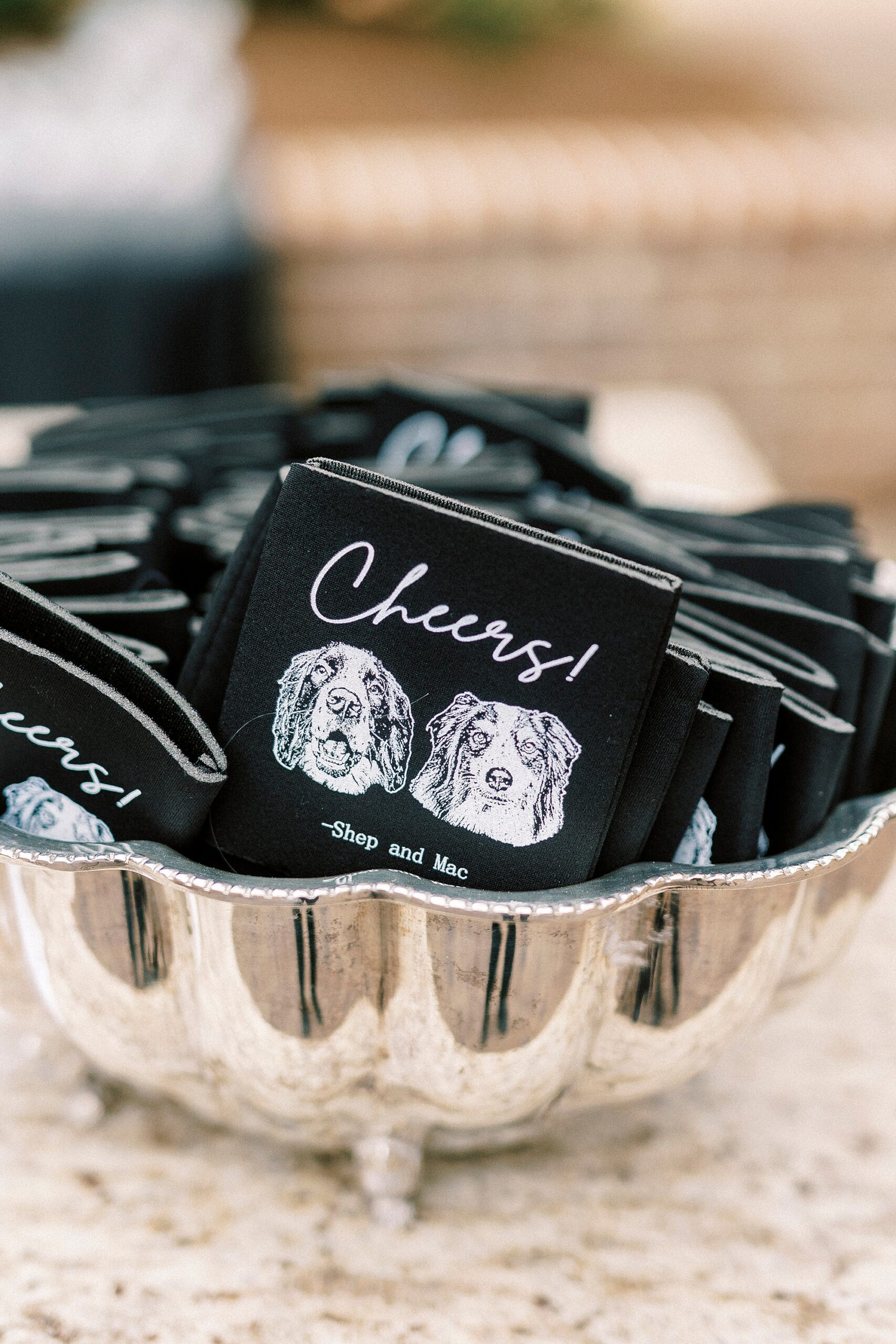 black and white koozies for spring wedding reception